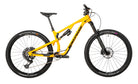 Yellow mountain bike with black components on a white background