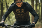 Zoomed-in view of Premium Pinstripe Jersey on mountain biker